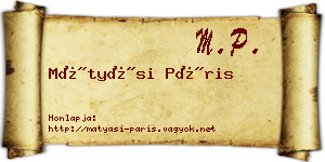 Mátyási Páris névjegykártya